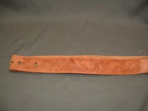 Vintage Soft Brown Hand Tooled Leather Belt Eagle 39" - Picture 1 of 10