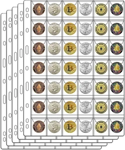 Páginas de monedas de 42 bolsillos para coleccionistas, páginas estándar de colección de monedas de 9 agujeros aptas para M - Imagen 1 de 12