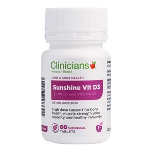 Clinicians Sunshine vitamina D3 1000iu con vitamina K 60 tabletas - Imagen 1 de 1
