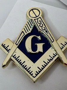 Vintage MASON Masonic Square & Compass License Plate Bumper Radiator Badge - Picture 1 of 6