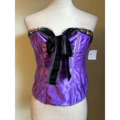 Fredericks of Hollywood Corsé Púrpura Satinado Bustier Top Cuentas Arco y2k Hada 34 Foto 1 de 4
