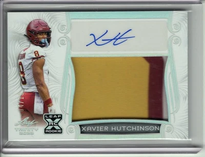 2023 LEAF TRINITY XAVIER HUTCHINSON ROOKIE/RC AUTO/PATCH RELIC #4/10 - Image 1 of 2