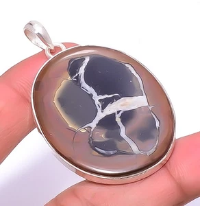 Septerian Gronatites Silver Plated Handmade Pendant 2.07" A340, Christmas Gift - Picture 1 of 6