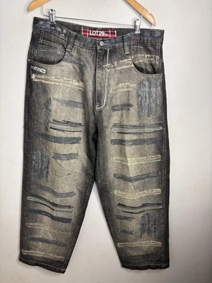 Lot 29 Jeans Mens 38 Baggy Graffiti Paint Distressed Streetwear Y2K Hip Hop - Image 1 of 4