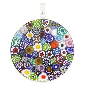 Collar Colgante Cristal de Murano Millefiori Cristal de Venecia Multicolor en Plata Fr - Imagen 1 de 5