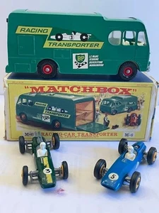 MATCHBOX LESNEY #M-6 RACING CAR TRANSPORTER ORIGINAL BOX LOTUS #19 AND BRM #52 - Picture 1 of 24