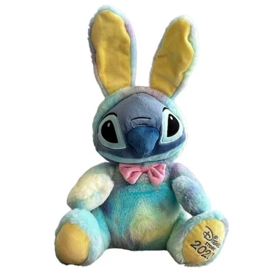 Disney Stitch Easter Bunny Plush 2020 Tie-Dye Bow Tie 12 Inch Disney Store Excl. - Image 1 of 3