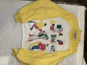 Vintage 80s For The Fun Of It Snowboard Crew Neck Girls Size 10-12 Yellow - Picture 1 of 6