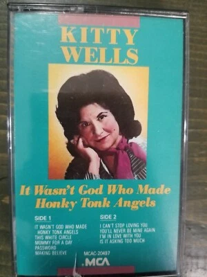  KITTY WELLS  It Wasn't God Who Made Honky Tonk  Angels Cassette Tape - Image 1 of 4
