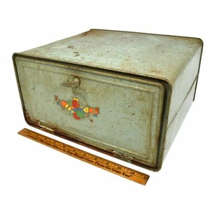 Antique ENAMELED TIN PIE Metal Single Shelf BREAD BOX by "PRIMROSE BRAND" Rare! - Picture 1 of 12