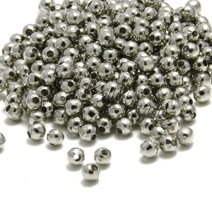 500 cuentas de bola espaciadoras pequeñas redondas de metal de hierro chapado en plata platino de 4 mm - Imagen 1 de 1