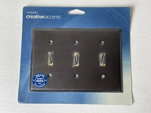 Cubierta de interruptor de luz de placa de pared de bronce antiguo con acento creativo 3 palancas 9AZ103 - Imagen 1 de 2