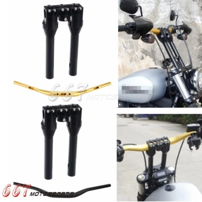10" Tall Handlebar Riser 1-1/2" Fat Handlebar For Harley Dyna Softail Sportster - Imagem 1 de 4