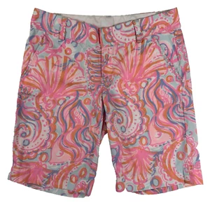 Bermuda donna corto Lilly Pulitzer The Chipper 2 conchiglie di pesce rosa cucitura interna 10" - Foto 1 di 8