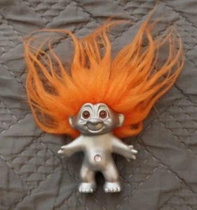 Silber Troll Puppe Figur orange Haare dunkles Pferd DAM selten! - Bild 1 von 3