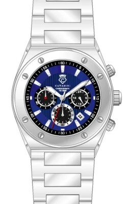 Cavadini Orologio da Uomo Acciaio Massiccio Blu E Argento Cronografo CV-236 - Immagine 1 di 3