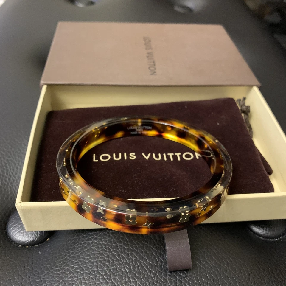Auténtico Louis Vuittons LV Pulsera Brazalete Monograma Plástico Ámbar Accesorio Foto 1 de 4