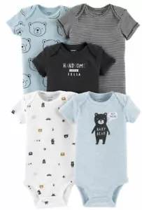 Preemie Boys' 5 Pack Bears Short Sleeve Original Bodysuits Shirts Twins Baby - Picture 1 of 7