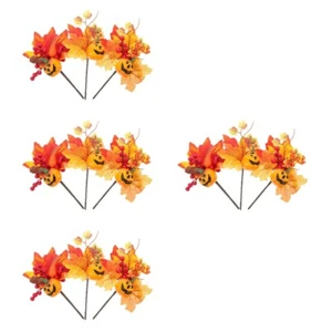 4 Count Pumpkin Berries Decoration Fake Maple Leaves Simulation Leaf Stems - Picture 1 of 12