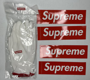 Supreme Rubberized Gloves + 4 Stickers White FW20A60 Size OS One Size New