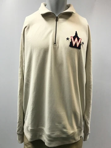 Washington Nationals Men's 1/4 Zip Pullover Sweatshirt Size XL, 2XL, '47 Cream Cover