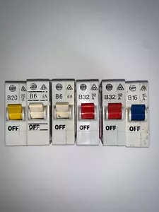 WYLEX PUSH PLUG IN 5A 6A 16A 20A 30A 32A 40A AMP TYPE B MCB FUSE VAT INCLUDED - Picture 1 of 12