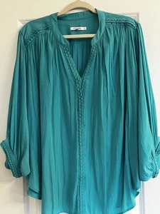 Blusa Chico’s Top para mujer talla 3 talla XL verde azulado sensación sedosa - Imagen 1 de 10