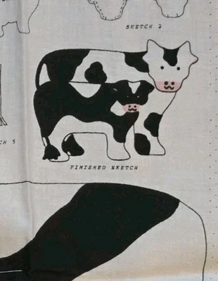 Panel de tela de algodón para cortar y coser de mamá vaca y bebé negro blanco juguete de peluche decoración Foto 1 de 3