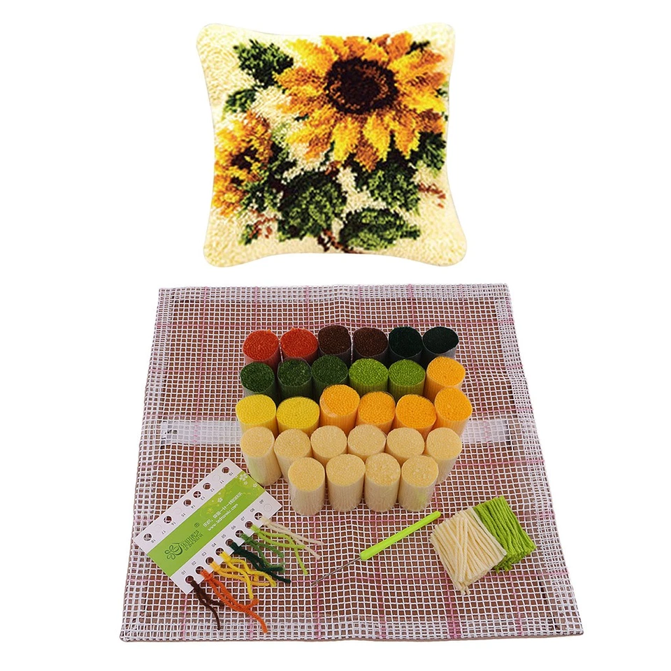 DIY Crafts Latch Hook Pillow Kit - Animal/Flower Sunflower