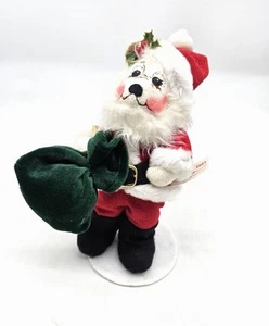 2002 Anna Lee Löwe Weihnachtsmann Puppe mit Tasche Weihnachten Stechpalme - Bild 1 von 5