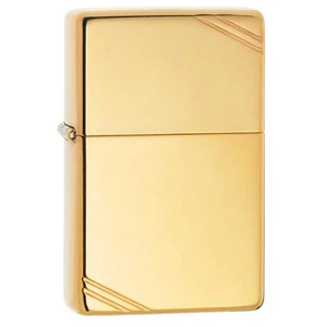 Zippo Genuine High Polish Brass Vintage Slashes Windproof Flame Flip Top Lighter - Picture 1 of 4
