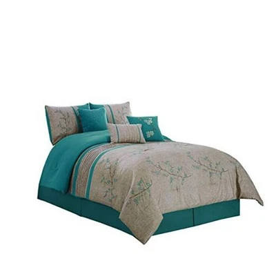  Noriko роскошь 7 предметов бирюзовый вишни California король бирюзовый синий вишневый цветок - Изображение 1 из 4