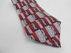 Stafford Executive 100% Silk Mens Neck Tie Geometric Red/Blue/Silver 59" x 4.0" - Picture 1 of 5