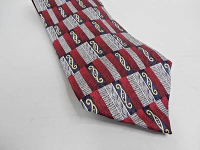 Stafford Executive 100% Silk Mens Neck Tie Geometric Red/Blue/Silver 59" x 4.0" Foto 1 de 4
