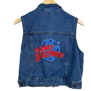 Vintage Planet Hollywood Girl's Youth Denim Sleeveless Vest /Jacket - Picture 1 of 8