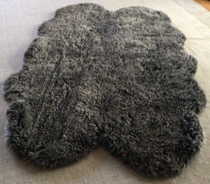 John Lewis ANYDAY Black Faux Fur Sheepskin Rug - Quad 180 x 100cm RRP £120.00 - Picture 1 of 4