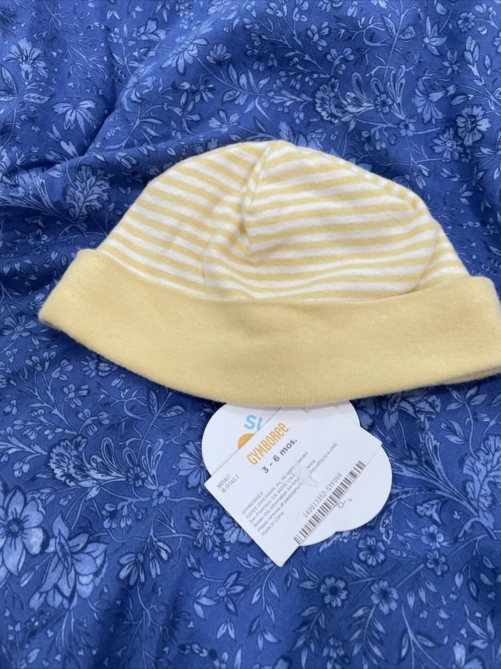 Gymboree Unisex Recién Nacido Layette Forest Friends Gorra a Rayas Amarillas 3-6 Meses Nueva con Etiquetas Foto 1 de 1