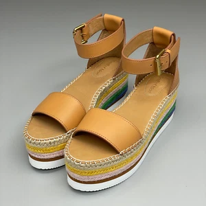 SEE BY CHLOÉ Glyn Espadrille Platform Ankle-Strap Sandals Multicolor Women's Sz - Picture 1 of 10