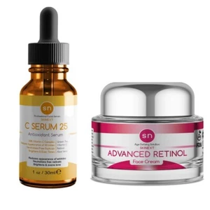 New Hyaluronic Acid Facial Serum & Collagen Anti Aging Wrinkle Cream Combo Pack - Picture 1 of 12