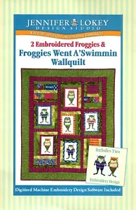 Embroidered Froggies Went A" Swimmin Wallquilt CD ~Jennifer Lokey Design Studio - Picture 1 of 4