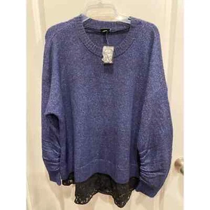NWT Torrid Vegan Cashmere Women's Pullover 2-fer Sweater SZ 1 - Picture 1 of 3
