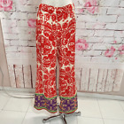 Zara red printed palazzo wide leg high waisted slip on pants size xl