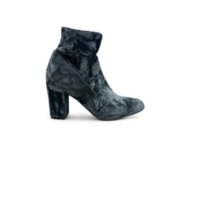Botas de tornozelo Steve Madden apertadas veludo azul cinza tamanho 6 1/2 zíper - Imagem 1 de 4