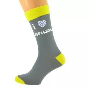 Ash Grey & Yellow Unisex Socks I Love Scotland Scottish UK Size 5-12 X6N615 - Picture 1 of 1