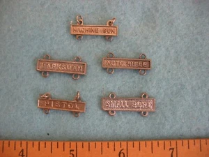 5 WWII US Army/ USMC Qualification Bars Pistol MG Auto Rifle Small Bore Marksman - Picture 1 of 2