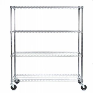 Unidad de estantería/estantería de alambre de metal cromado de 4 niveles con ruedas | 1838H x 1822W 609D - Imagen 1 de 2