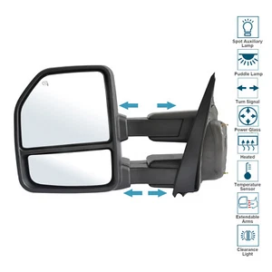 Towing Mirror Power Heated LED Signal For 15-20 Ford F-150 Left Side LH Black - Picture 1 of 11