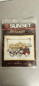 VTG Sunset Stitchery Embroidery Kit Fire Engine Co. #1 Country Grandma Made USA  - Picture 1 of 2