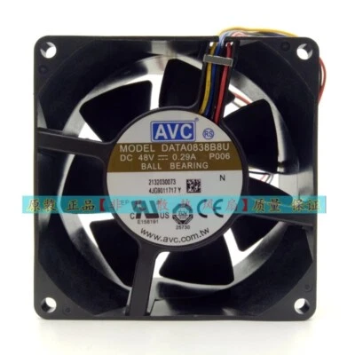 AVC DATA0838B8U DC48V 0.29A 8038 8cm Inverter 4-Wire Cooling Fan - Image 1 of 4
