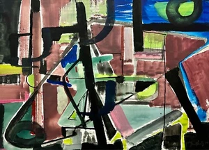 „New York Pier in blue" | Aquarell Abstrakt | Franz Ruffing 1962 | 60x81 cm - Bild 1 von 1